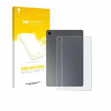 Parte frontale di una confezione del prodotto con il logo del marchio upscreen. Accanto è raffigurato il dispositivo Samsung G