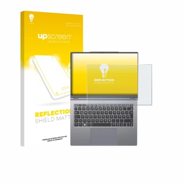 Parte frontale di una confezione del prodotto con il logo del marchio upscreen. Accanto è raffigurato il dispositivo Tuxedo In