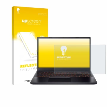 Parte frontale di una confezione del prodotto con il logo del marchio upscreen. Accanto è raffigurato il dispositivo Acer Nitr