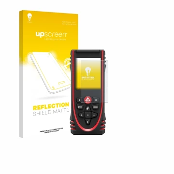 Parte frontale di una confezione del prodotto con il logo del marchio upscreen. Accanto è raffigurato il dispositivo Leica DIS