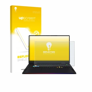 Parte frontale di una confezione del prodotto con il logo del marchio upscreen. Accanto è raffigurato il dispositivo MSI Raide