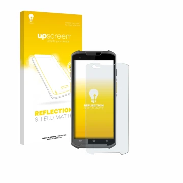 Parte frontale di una confezione del prodotto con il logo del marchio upscreen. Accanto è raffigurato il dispositivo Newland M