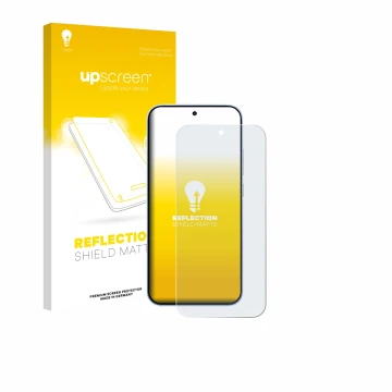 Parte frontale di una confezione del prodotto con il logo del marchio upscreen. Accanto è raffigurato il dispositivo Oppo Reno