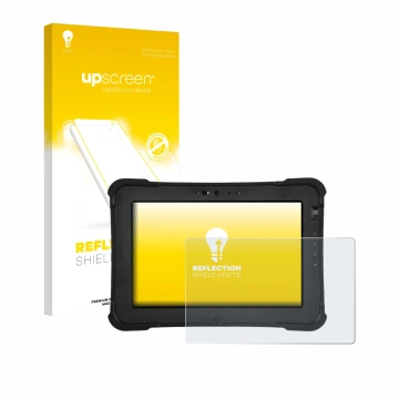 Parte frontale di una confezione del prodotto con il logo del marchio upscreen. Accanto è raffigurato il dispositivo Zebra XSl
