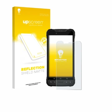 Parte frontale di una confezione del prodotto con il logo del marchio upscreen. Accanto è raffigurato il dispositivo Zebra Xpl