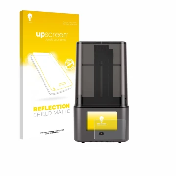 Parte frontale di una confezione del prodotto con il logo del marchio upscreen. Accanto è raffigurato il dispositivo Anycubic 