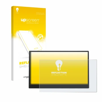 Parte frontale di una confezione del prodotto con il logo del marchio upscreen. Accanto è raffigurato il dispositivo Azeyou PM