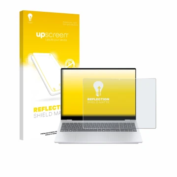 Parte frontale di una confezione del prodotto con il logo del marchio upscreen. Accanto è raffigurato il dispositivo HP OmniBo