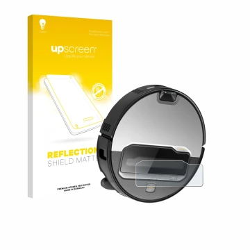 Parte frontale di una confezione del prodotto con il logo del marchio upscreen. Accanto è raffigurato il dispositivo Roborock 