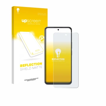 Parte frontale di una confezione del prodotto con il logo del marchio upscreen. Accanto è raffigurato il dispositivo Cubot Not
