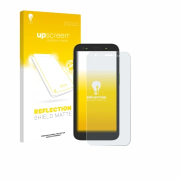 Parte frontale di una confezione del prodotto con il logo del marchio upscreen. Accanto è raffigurato il dispositivo Zebra TC5