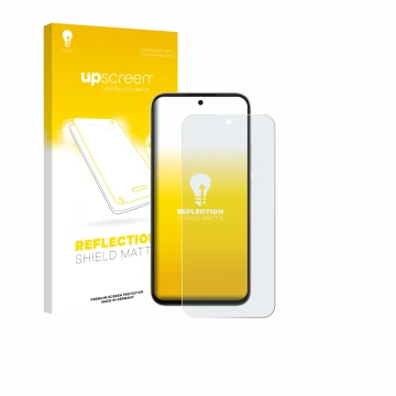 Parte frontale di una confezione del prodotto con il logo del marchio upscreen. Accanto è raffigurato il dispositivo Oppo A6c 