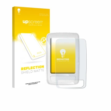 Parte frontale di una confezione del prodotto con il logo del marchio upscreen. Accanto è raffigurato il dispositivo Giant Axa