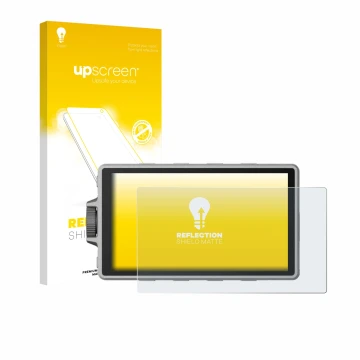 Parte frontale di una confezione del prodotto con il logo del marchio upscreen. Accanto è raffigurato il dispositivo DJI Ronin