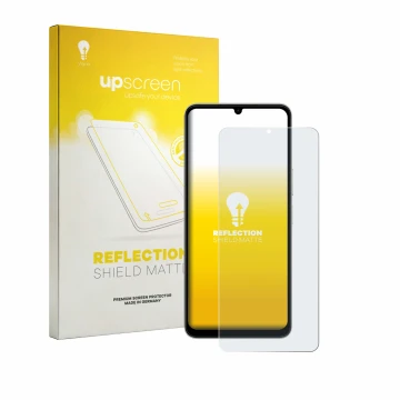 Parte frontale di una confezione del prodotto con il logo del marchio upscreen. Accanto è raffigurato il dispositivo Vivo Y11 