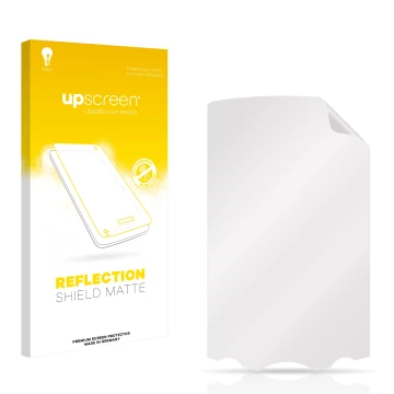 Parte frontale di una confezione del prodotto con il logo del marchio upscreen. Accanto si trova la protezione per lo schermo 