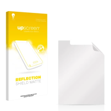 Parte frontale di una confezione del prodotto con il logo del marchio upscreen. Accanto si trova la protezione per lo schermo 