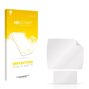 Parte frontale di una confezione del prodotto con il logo del marchio upscreen. Accanto si trova la protezione per lo schermo 