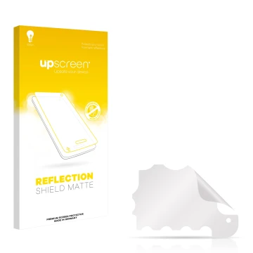 Parte frontale di una confezione del prodotto con il logo del marchio upscreen. Accanto si trova la protezione per lo schermo 