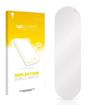 Parte frontale di una confezione del prodotto con il logo del marchio upscreen. Accanto si trova la protezione per lo schermo 