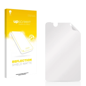 Parte frontale di una confezione del prodotto con il logo del marchio upscreen. Accanto si trova la protezione per lo schermo 