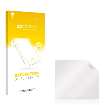Parte frontale di una confezione del prodotto con il logo del marchio upscreen. Accanto si trova la protezione per lo schermo 