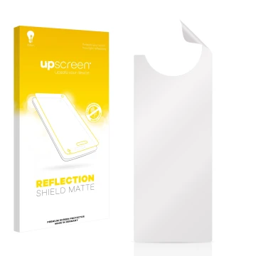 Parte frontale di una confezione del prodotto con il logo del marchio upscreen. Accanto si trova la protezione per lo schermo 