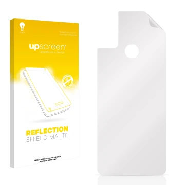 Parte frontale di una confezione del prodotto con il logo del marchio upscreen. Accanto si trova la protezione per lo schermo 