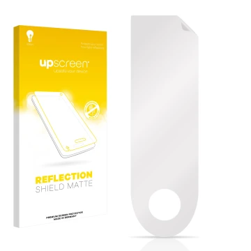 Parte frontale di una confezione del prodotto con il logo del marchio upscreen. Accanto si trova la protezione per lo schermo 