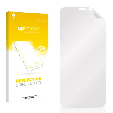 Parte frontale di una confezione del prodotto con il logo del marchio upscreen. Accanto si trova la protezione per lo schermo 