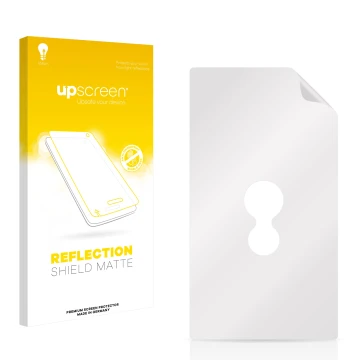 Parte frontale di una confezione del prodotto con il logo del marchio upscreen. Accanto si trova la protezione per lo schermo 