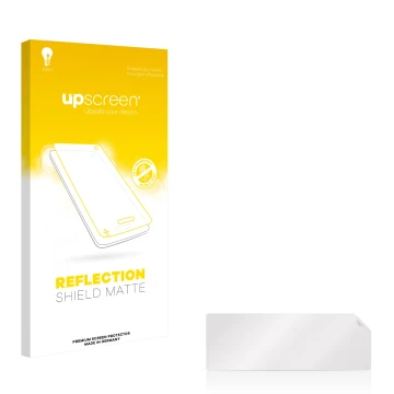 Parte frontale di una confezione del prodotto con il logo del marchio upscreen. Accanto si trova la protezione per lo schermo 