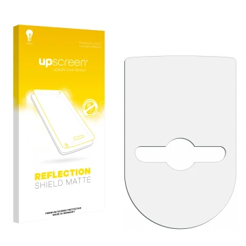 Parte frontale di una confezione del prodotto con il logo del marchio upscreen. Accanto si trova la protezione per lo schermo 