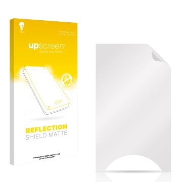 Parte frontale di una confezione del prodotto con il logo del marchio upscreen. Accanto si trova la protezione per lo schermo 