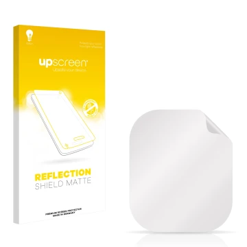 Parte frontale di una confezione del prodotto con il logo del marchio upscreen. Accanto si trova la protezione per lo schermo 