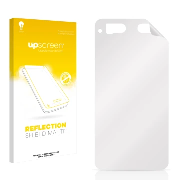 Parte frontale di una confezione del prodotto con il logo del marchio upscreen. Accanto si trova la protezione per lo schermo 