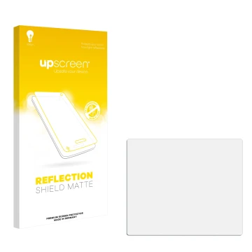 Parte frontale di una confezione del prodotto con il logo del marchio upscreen. Accanto si trova la protezione per lo schermo 