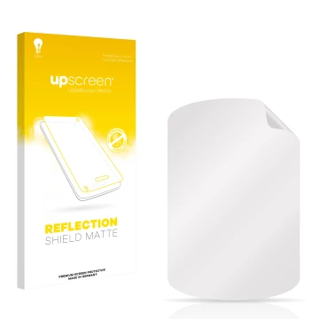 Parte frontale di una confezione del prodotto con il logo del marchio upscreen. Accanto si trova la protezione per lo schermo 