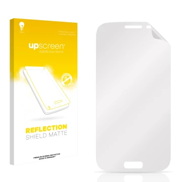 Parte frontale di una confezione del prodotto con il logo del marchio upscreen. Accanto si trova la protezione per lo schermo 