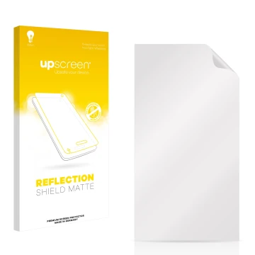 Parte frontale di una confezione del prodotto con il logo del marchio upscreen. Accanto si trova la protezione per lo schermo 