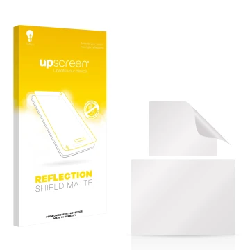 Parte frontale di una confezione del prodotto con il logo del marchio upscreen. Accanto si trova la protezione per lo schermo 