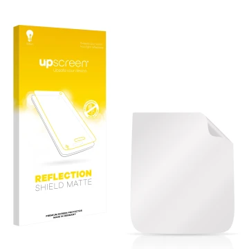 Parte frontale di una confezione del prodotto con il logo del marchio upscreen. Accanto si trova la protezione per lo schermo 