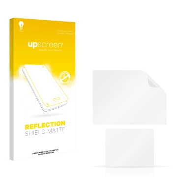 Parte frontale di una confezione del prodotto con il logo del marchio upscreen. Accanto si trova la protezione per lo schermo 
