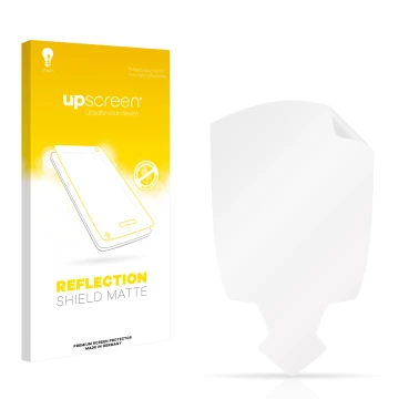 Parte frontale di una confezione del prodotto con il logo del marchio upscreen. Accanto si trova la protezione per lo schermo 