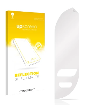 Parte frontale di una confezione del prodotto con il logo del marchio upscreen. Accanto si trova la protezione per lo schermo 