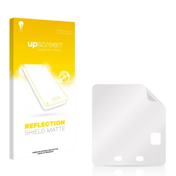 Parte frontale di una confezione del prodotto con il logo del marchio upscreen. Accanto si trova la protezione per lo schermo 