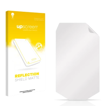 Parte frontale di una confezione del prodotto con il logo del marchio upscreen. Accanto si trova la protezione per lo schermo 