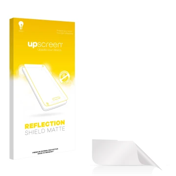 Parte frontale di una confezione del prodotto con il logo del marchio upscreen. Accanto si trova la protezione per lo schermo 