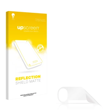 Parte frontale di una confezione del prodotto con il logo del marchio upscreen. Accanto si trova la protezione per lo schermo 