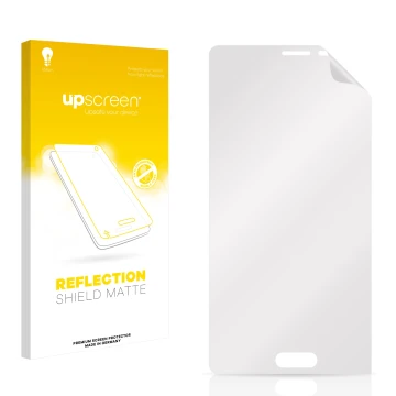 Parte frontale di una confezione del prodotto con il logo del marchio upscreen. Accanto si trova la protezione per lo schermo 